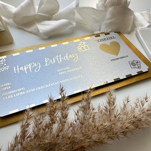 Reisegutschein Geburtstagsgeschenk Personalisierbar SILBER • Rubbelkarte • persönliche Geschenke • Geburtstagskarte personalisiert