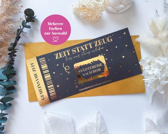 Cupón personalizado "Tiempo en lugar de cosas": certificado de regalo personalizado, tarjeta rasca y gana, vale de regalo, tiempo compartido