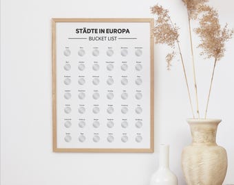 Cities in Europe Bucket list to scratch off A3 • Spoon list • Scratch fields • Travel gift • Bucket list ideas • Europe trip