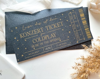 Biglietto concerto personalizzabile BLACK EDITION | Regalo amante della musica | Buono evento | Biglietto per il concerto | Adele | Coldplay | Taylor Swift