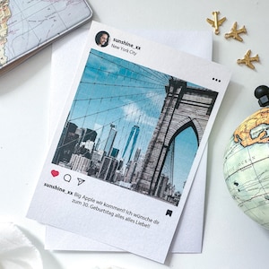 Bon de voyage de style Instagram avec enveloppe | Cadeau personnalisé | Cadeau d'anniversaire | Offrez un voyage | Cadeau d'anniversaire