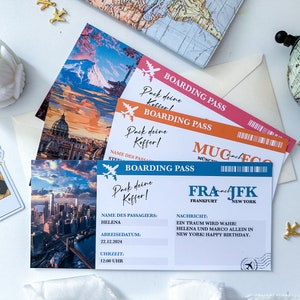 Destinazione del biglietto di viaggio personalizzato | Regalo per gli amanti dei viaggi | Viaggio a sorpresa | Buono regalo | Regalo di compleanno