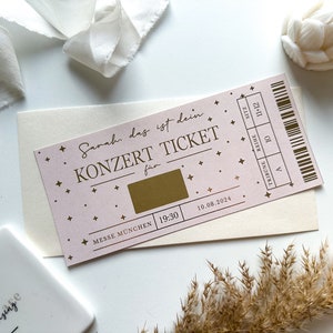 Billet de concert personnalisé | Carte à gratter | Cadeau pour les amateurs de musique | Billet de concert | Dua Lipa | Coldplay | Ed Sheeran, cadeau de Noël