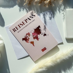 Idee regalo di viaggio Buono viaggio - Buono personalizzato Passaporto di viaggio • Gratta e vinci • Regalo per viaggiatori • Regalo per le vacanze