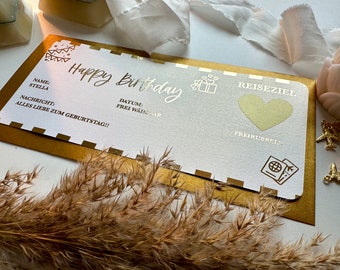 Personalized travel birthday gift • Travel voucher with scratch-off sticker • Handmade gift • Personalized gift ideas