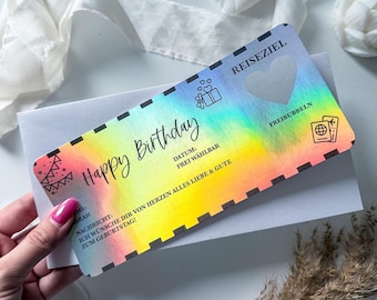 Travel voucher birthday gift personalized - scratch card, boarding pass, travel gift idea, travel gift, travel voucher
