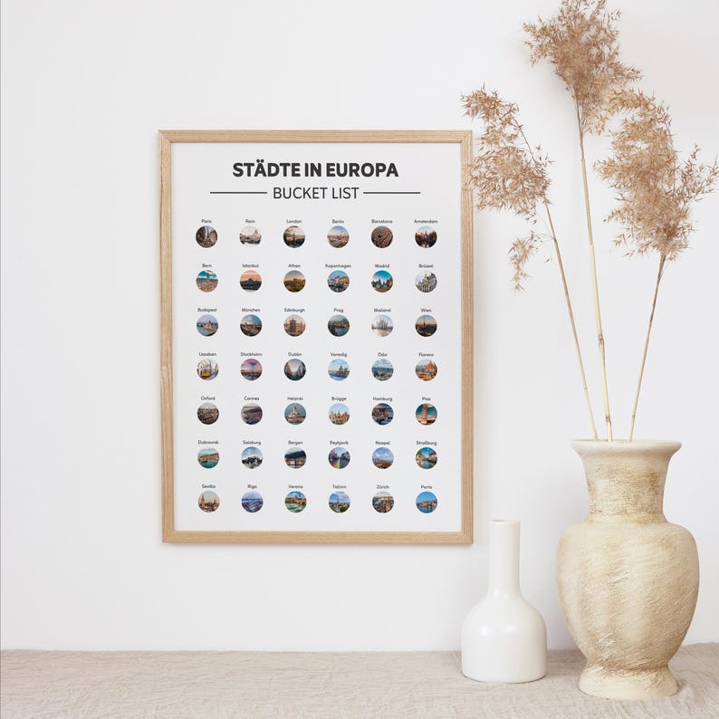 Cities in Europe Bucket list to scratch off A3 • Spoon list • Scratch fields • Travel gift • Bucket list ideas • Europe trip image 3