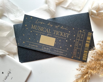 Musical Ticket Personalisierbar BLACK EDITION | Rubbelkarte | Eventgutschein | Musical Besuch | Der König der Löwen | Tarzan | Rubbellos