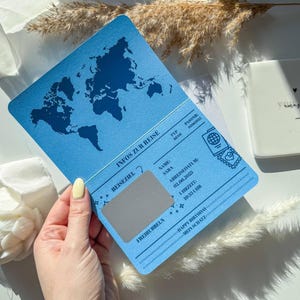 Bon de voyage - Bon passeport personnalisé • Idée cadeau créative • Carte à gratter • Cadeau pour les amoureux du voyage Idée cadeau voyage