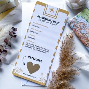 Reisegutschein Bording Pass Personalisiert Perlmuttpapier | 17 Farben | Rubbelkarte | Geschenk Reiseliebhaber | Gutschein Reise | Bordkarte