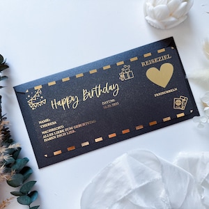 Buono viaggio regalo di compleanno personalizzato • Buono viaggio con adesivo gratta e vinci • Idee regalo personalizzate • Buono vacanza