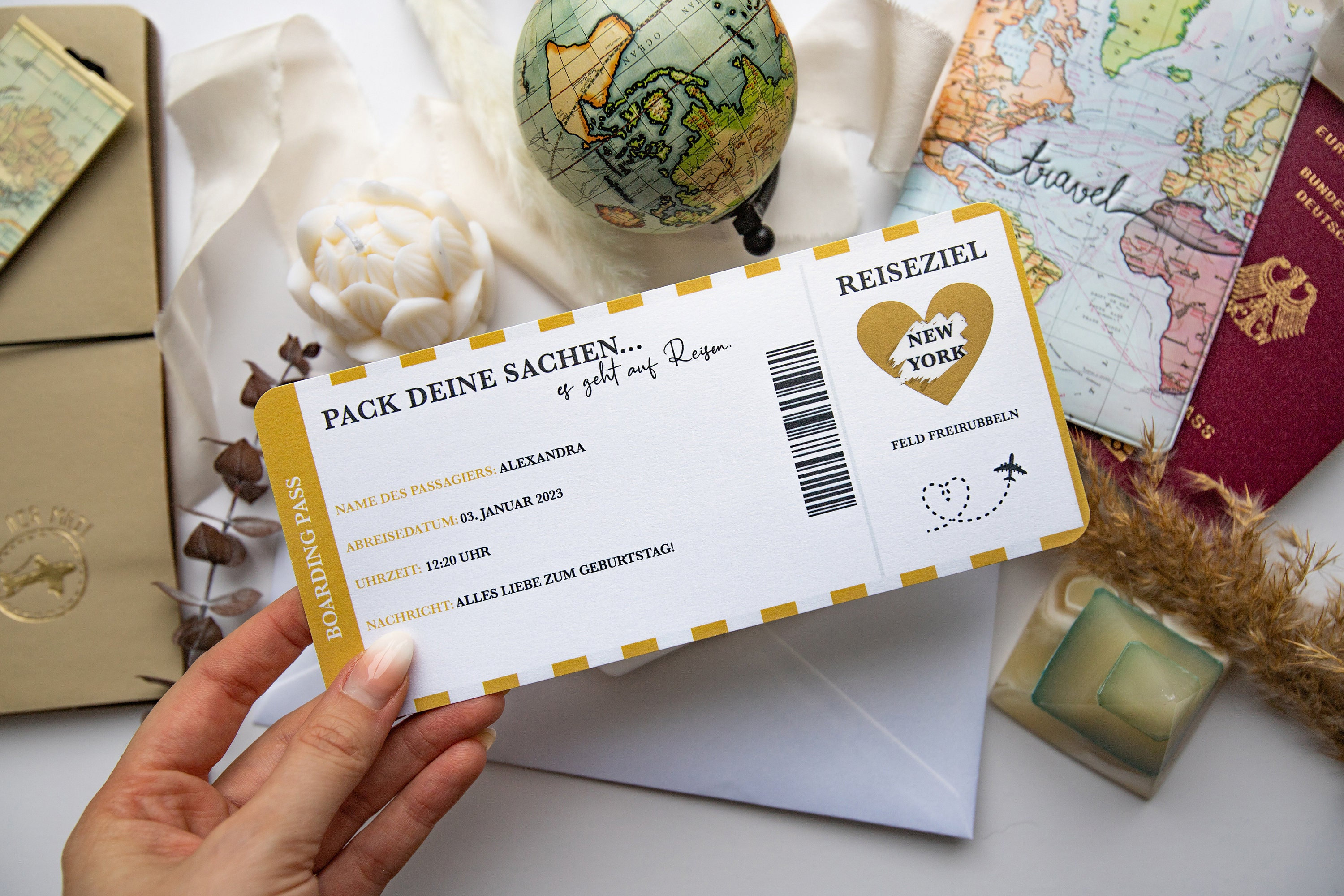 10 Rubbelkarten 'Boarding Pass' – Personalisierbar, Mit Umschlag, Für Urlaubs-Überraschungen