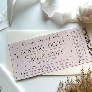 Konzert Ticket Personalisierbar ROSÉ EDITION | Geschenk Musikliebhaber | Eventgutschein | Konzertkarte | Adele | Coldplay | Ed Sheeran