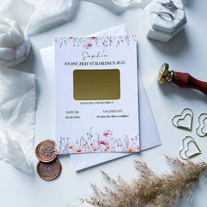 Bon JGA – bon pour un week-end • invitation à la JGA • idée cadeau voyage • carte à gratter A6 Wiesenglück