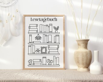 Lesetagebuch Poster zum selber Ausfüllen | DIY | Buch Journal | Book Lover | Geschenkidee für Bücherfans | Buchliste | BookTok | A4 - A3