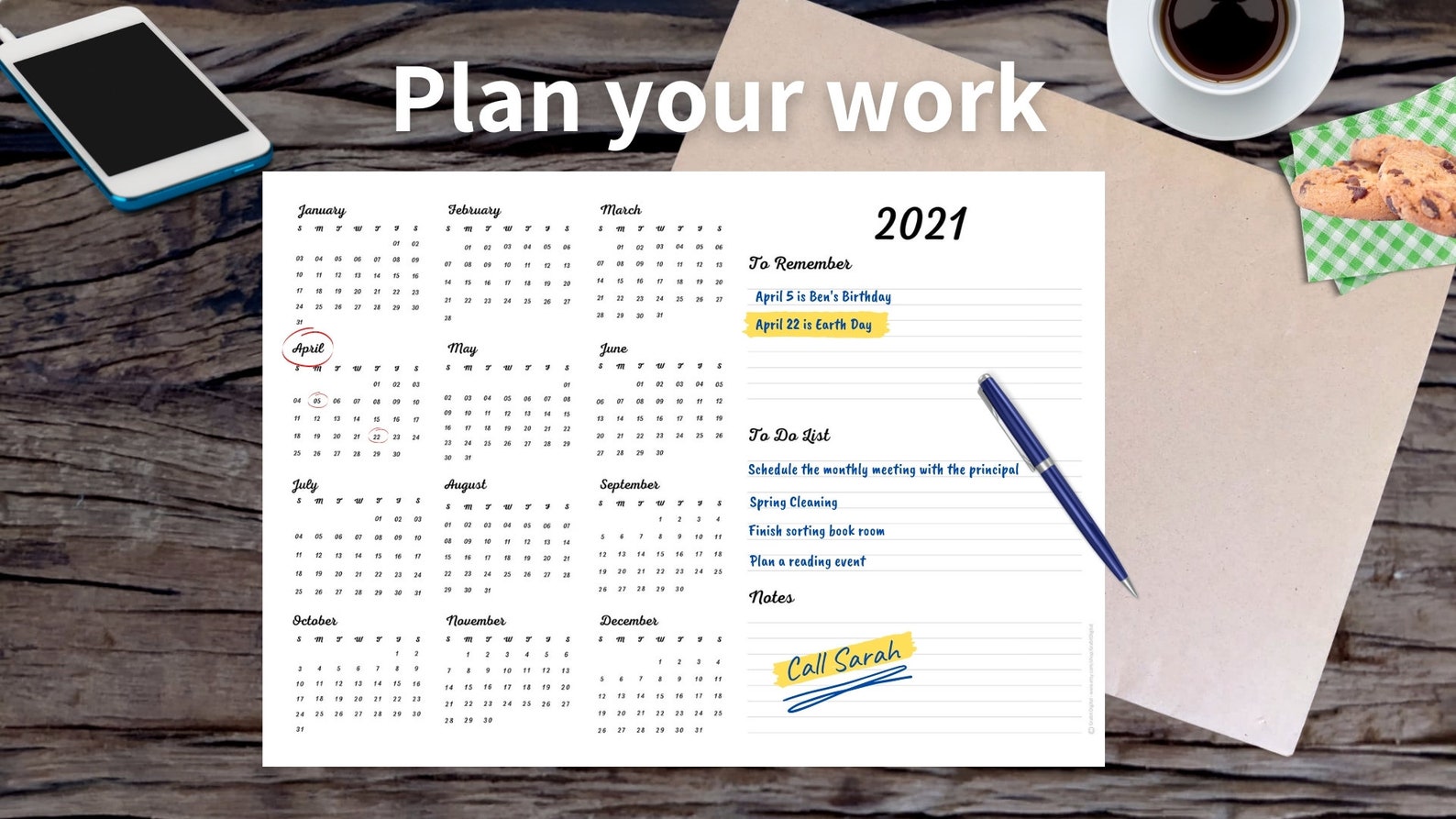 2021-2026 Printable Desk Calendars One Page Calendars | Etsy