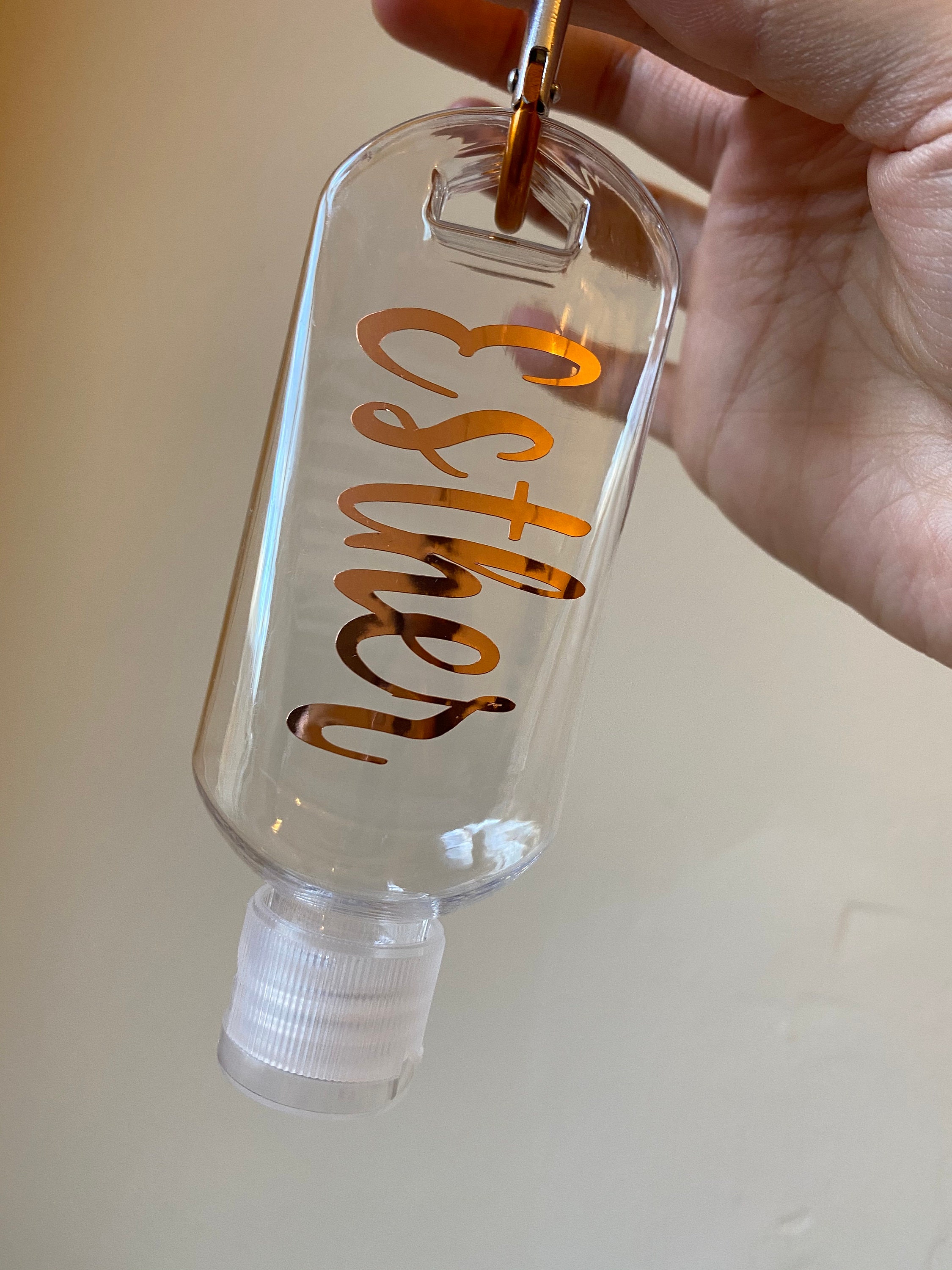 Personalised 50ml Refillable Bottle With Hook Clip. Etsy New Zealand