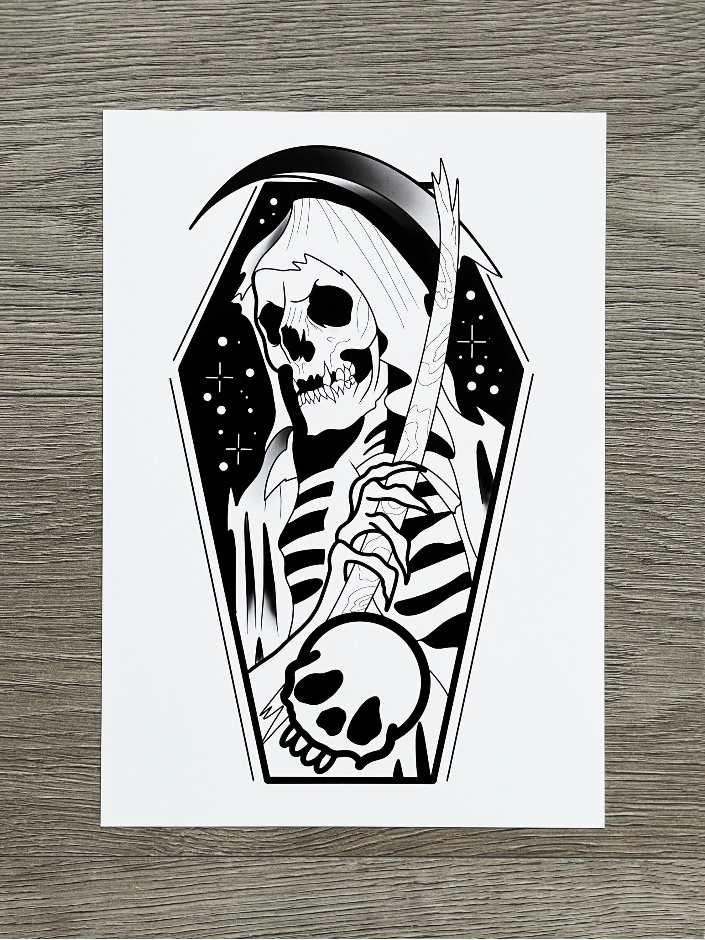 Skull Faced Grim Reaper Best Temporary Tattoos| WannaBeInk.com