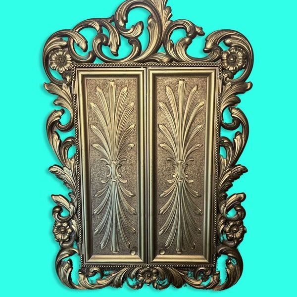 Vtg Hollywood Regency Syroco Sarah Coventry Wall Jewelry Box Mirror Cabinet 60s