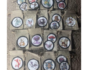 Custom Handmade Pokémon Burlap Drawstring Dice Coin Pouches Lot of 20+ Geek Gift