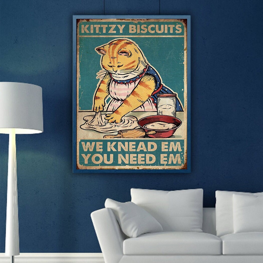 Kitty Biscuits We Knead Em You Need Em Decor Art Poster Etsy