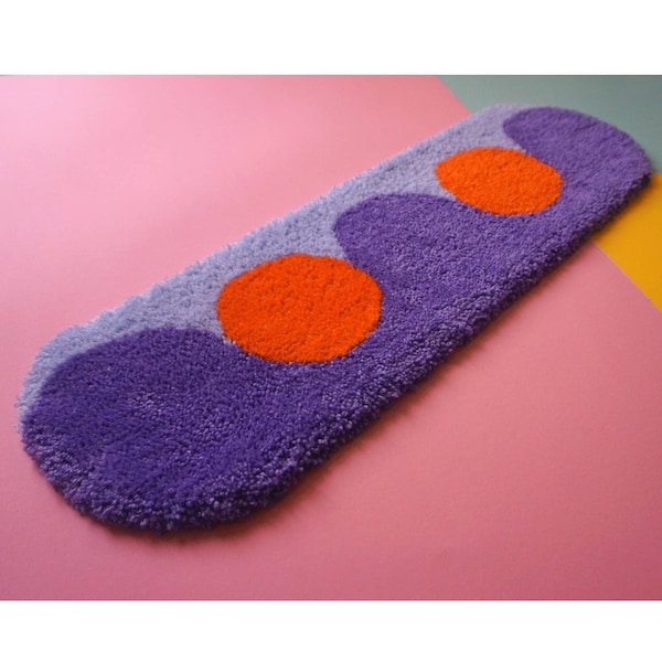 Ying Yang Grafikdesign Skateboard Handmade Rug Carpet Tuftinggun Cutpile Colorful Lilac Orange