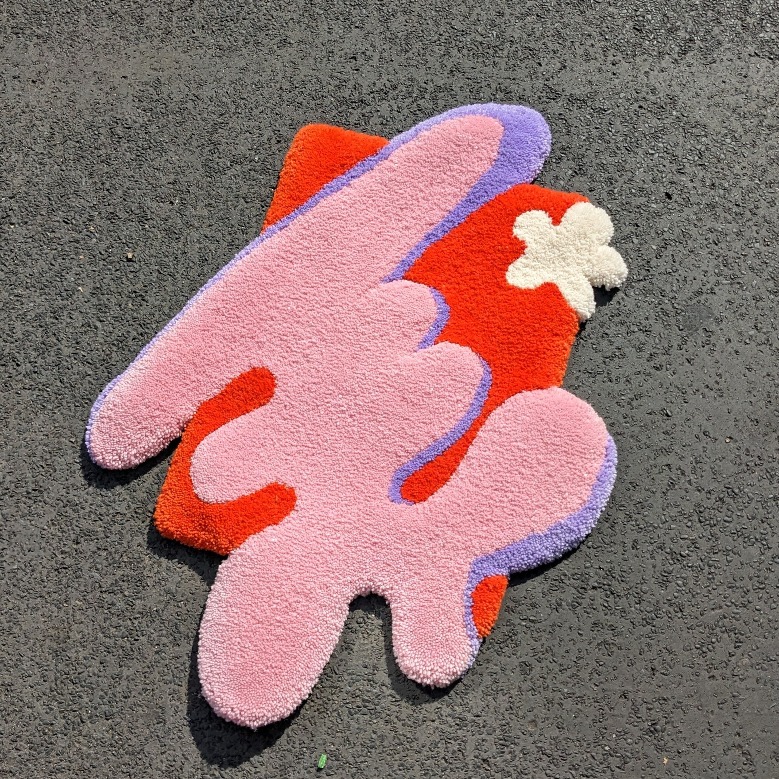 Handmade Rug Carpet Tuftinggun Cutpile Colourful Orange Pink Flower ...