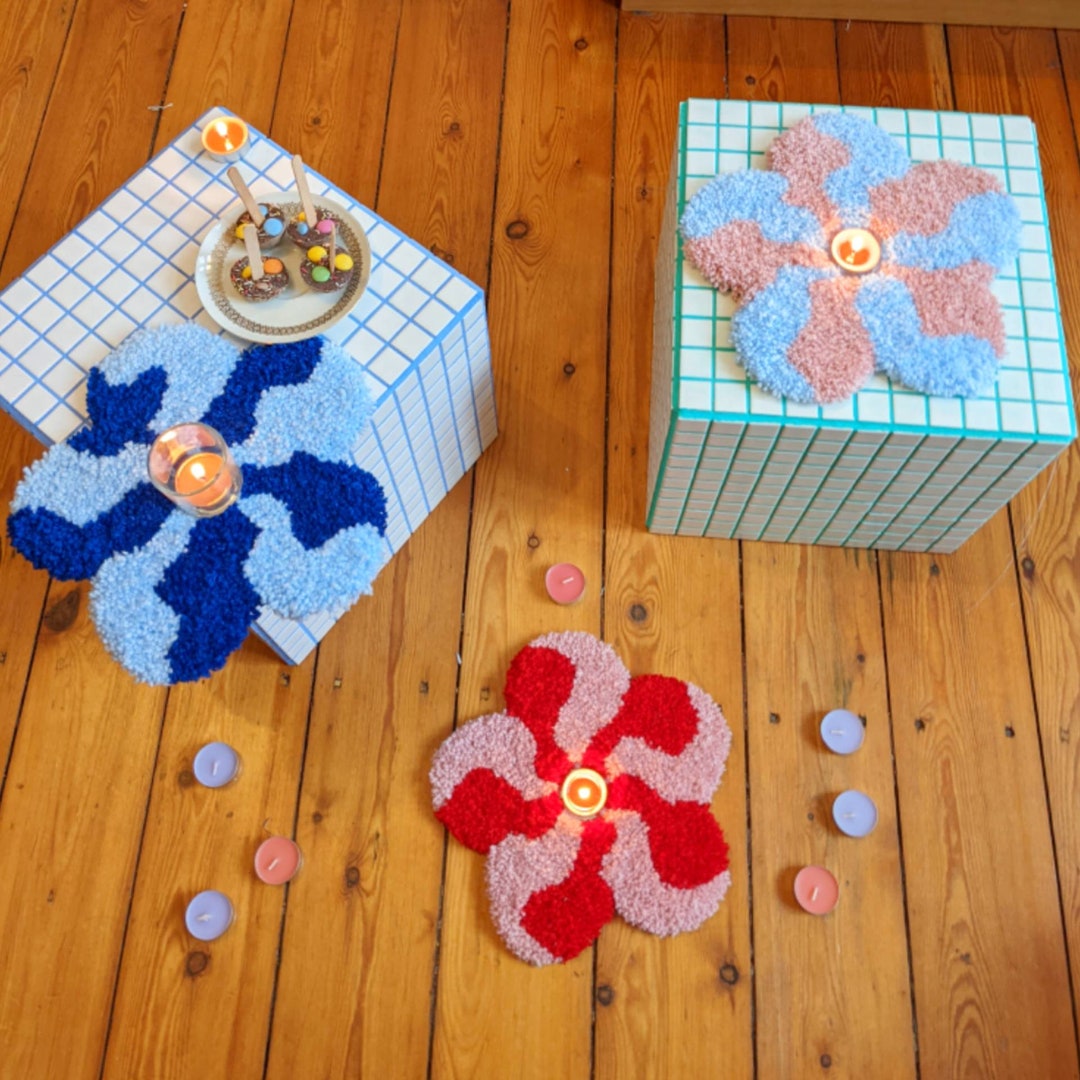 Tufted Coaster Candle Holder Mirror Handmade Rug Carpet Etsy