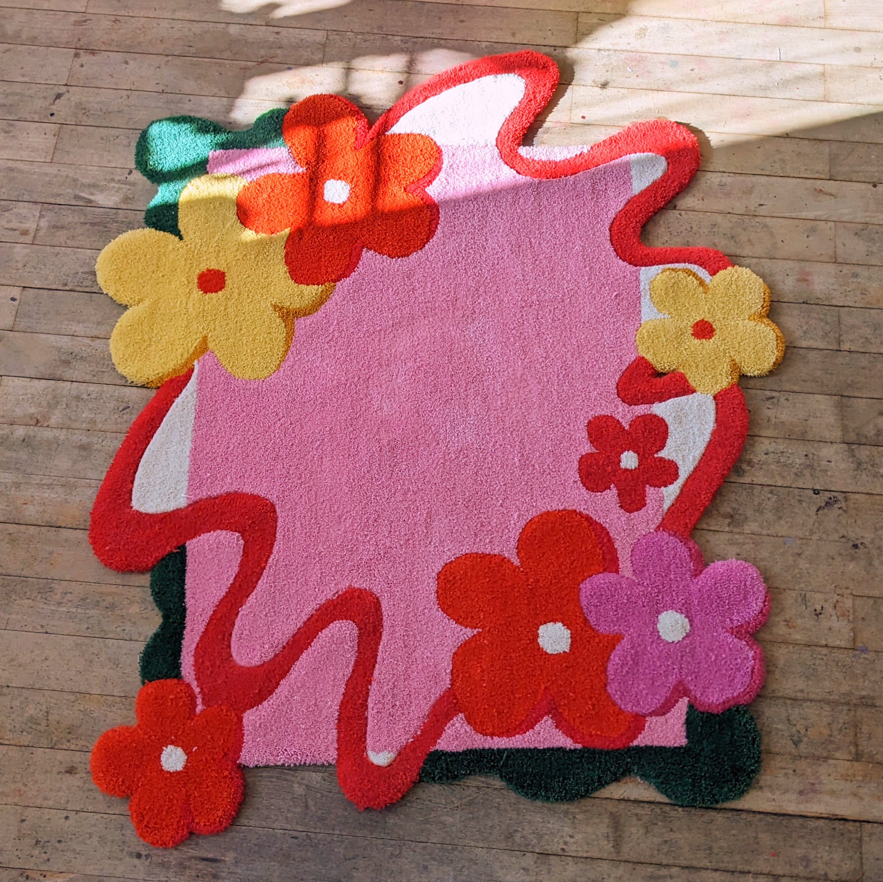 Handmade Huge Tufting Gun Tufted Carpet Round Custom Rug Retro Flower ...