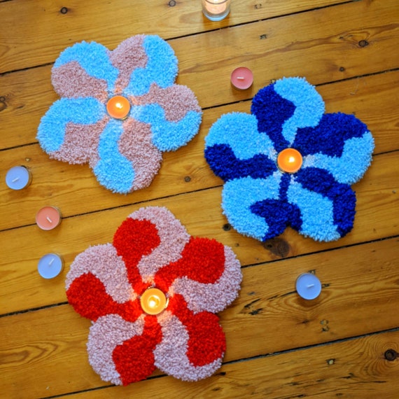 Tufted Coaster Candle Holder Mirror Handmade Rug Carpet Etsy