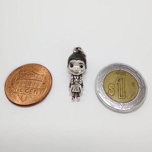 Wednesday Necklace Tim Burton Style/ Wednesday Addams Doll Gothic Gift for her/ Handmade Halloween Necklace/ Silver Kawaii Polly Charm Fun image 5