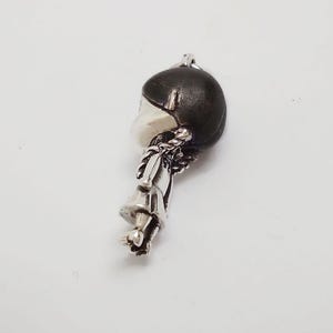 Wednesday Necklace Tim Burton Style/ Wednesday Addams Doll Gothic Gift for her/ Handmade Halloween Necklace/ Silver Kawaii Polly Charm Fun image 2