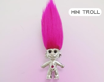 Amuleto Mini Lucky Hair Troll de los 90 / Inspirado en juguetes vintage / Regalos Kawaii para San Valentín / Halloween
