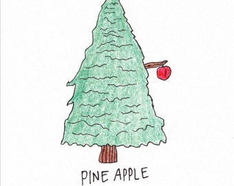 Pine Apple - Hand-Drawn Vinyl Sticker or Premium-Quality Doodle Art Print