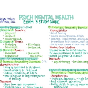 N129 Psychiatric/ Mental Health Exam 3 Study Guide