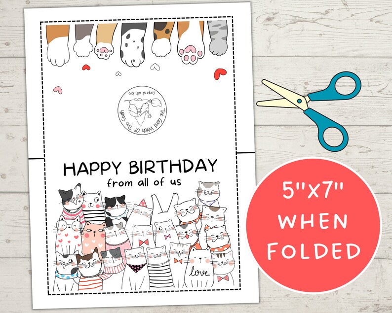 PRINTABLE Birthday Card From The Team Happy Birthday From All Of Us Card Birthday Card From The Crew Printable Happy Birthday Cat Card image 4