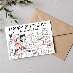 PRINTABLE Birthday Card From The Team Happy Birthday From All Of Us Card Birthday Card From The Crew Printable Happy Birthday Cat Card image 2
