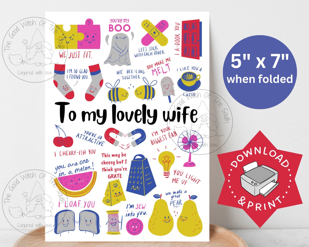 Funny Birthday Card PRINTABLE Birthday Card for Wife Funny Card Funny ...
