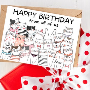 PRINTABLE Birthday Card From The Team Happy Birthday From All Of Us Card Birthday Card From The Crew Printable Happy Birthday Cat Card image 3