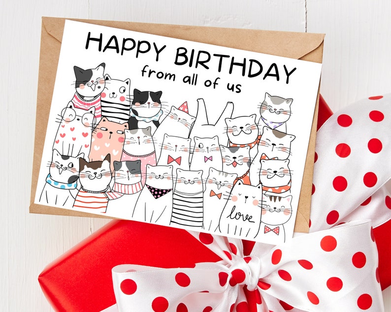 PRINTABLE Birthday Card From The Team Happy Birthday From All Of Us Card Birthday Card From The Crew Printable Happy Birthday Cat Card image 3