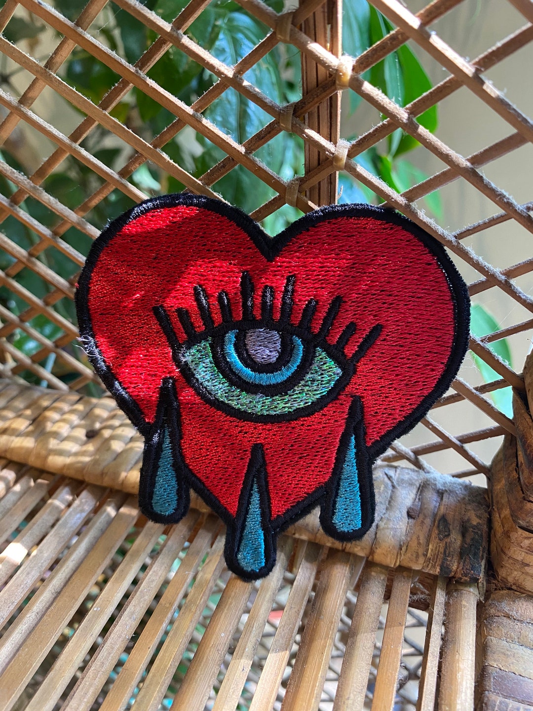 Crying Heart Embroidered Patch - Etsy UK