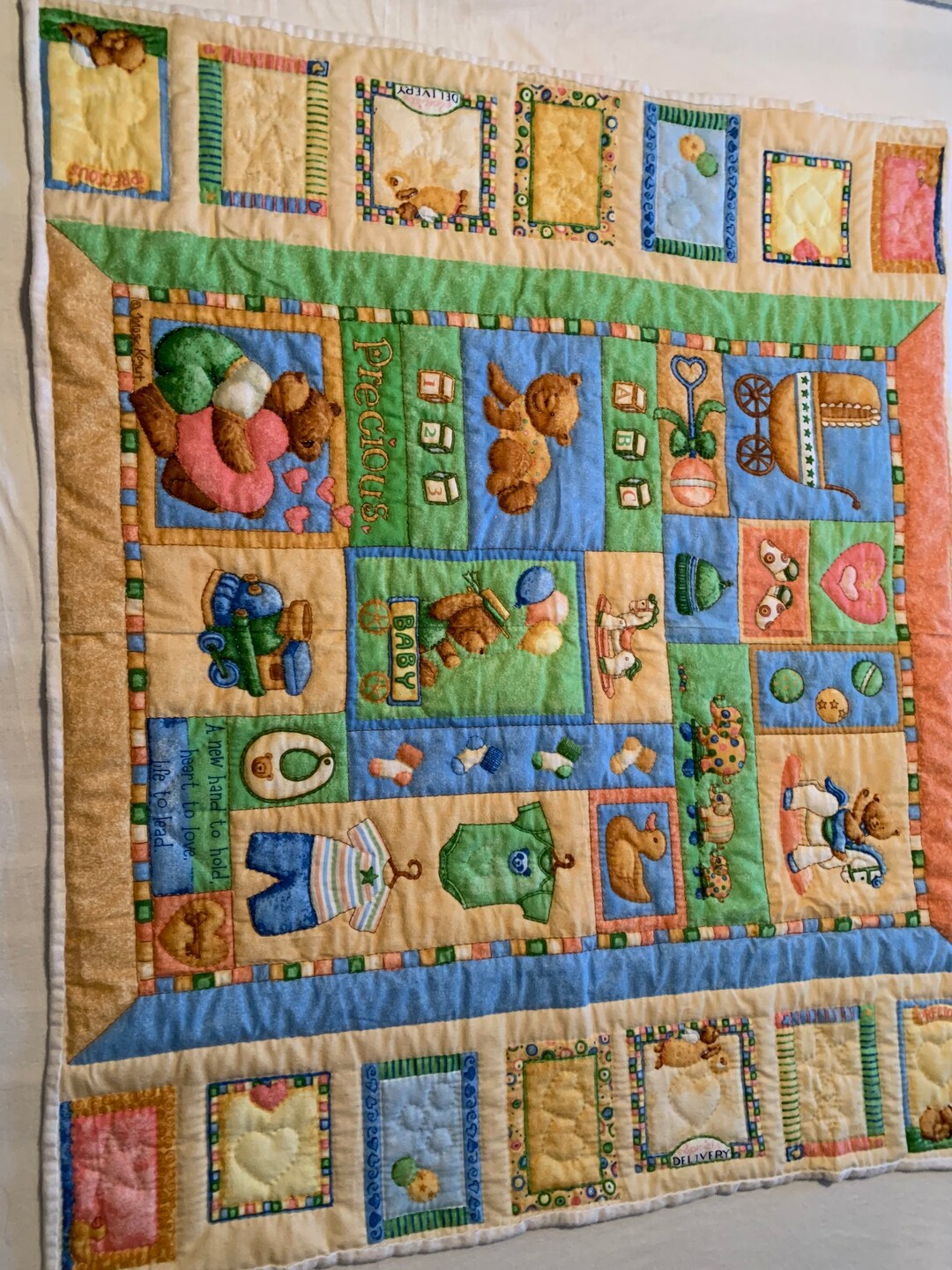 Hand Stitched Baby Quilt Heirloom Baby Shower Gift Girls Etsy