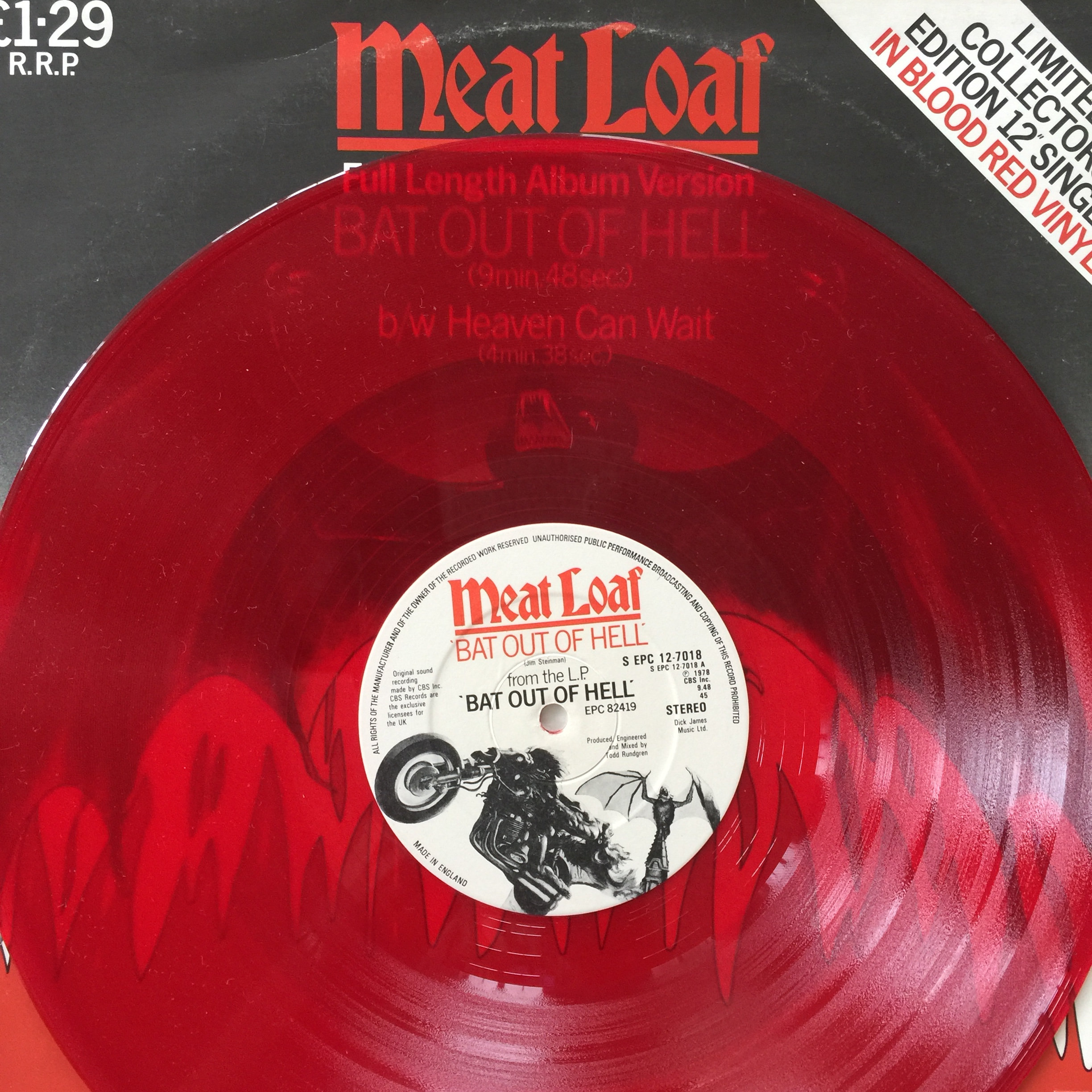 mest brændt Bære Meat Loaf Bat Out of Hell 12 Single / Vinyl - Etsy