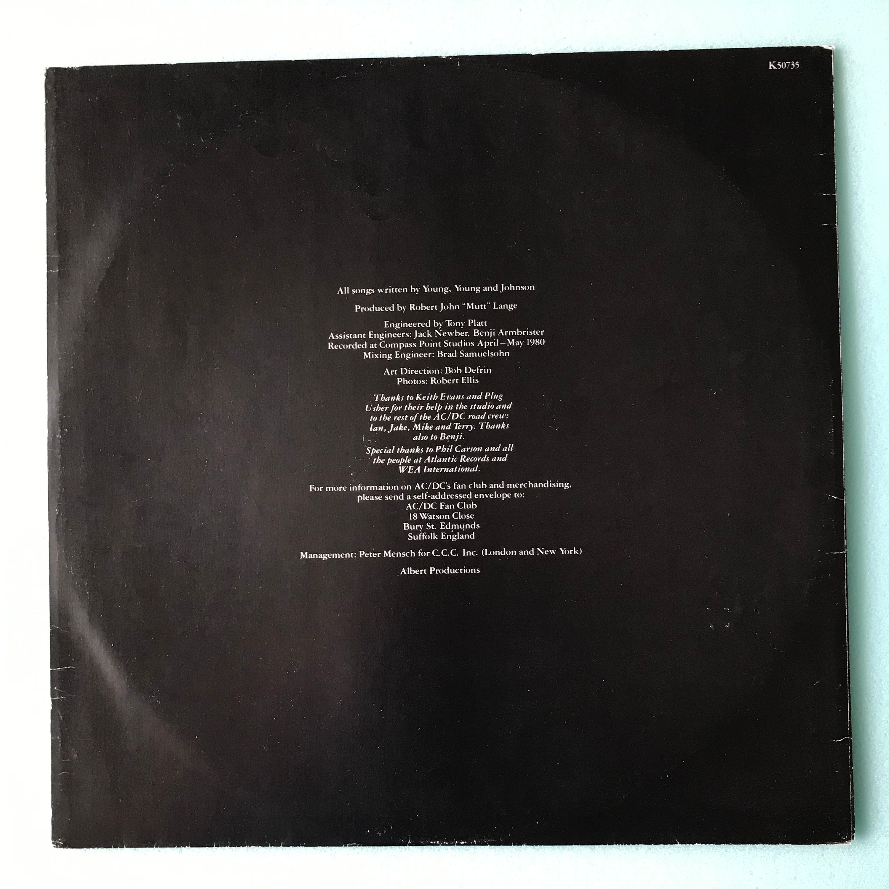 Acdc Back In Black Vinyl Etsy