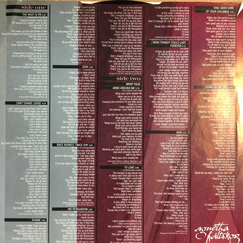 Faltskog Wrap Your Arms Around Me / Vinyl Etsy