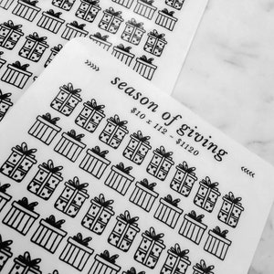 Besparingsuitdaging seizoen cadeaus, gelamineerde kerstgeldenvelop, gelamineerde herbruikbare kerstkastracker, persoonlijke A6-budgetplanner