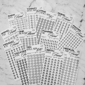 Beginner Savings Challenge Bundle: Laminated Cash Stuffing Trackers