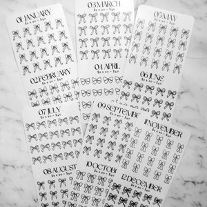 Set of 6 Cute Bows Monthly Savings Challenges, Low Amount Savings Trackers, Laminated and Reusable Template, Zero Based Budget Cash Stuffing