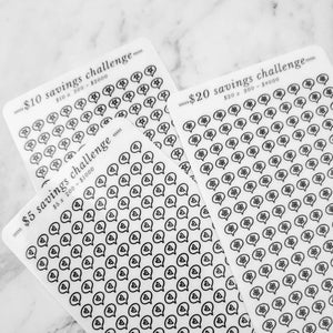 Cute 5/10/20 Dollar Laminated Savings Challenges: Set of 3 A6 Budget Planner Trackers