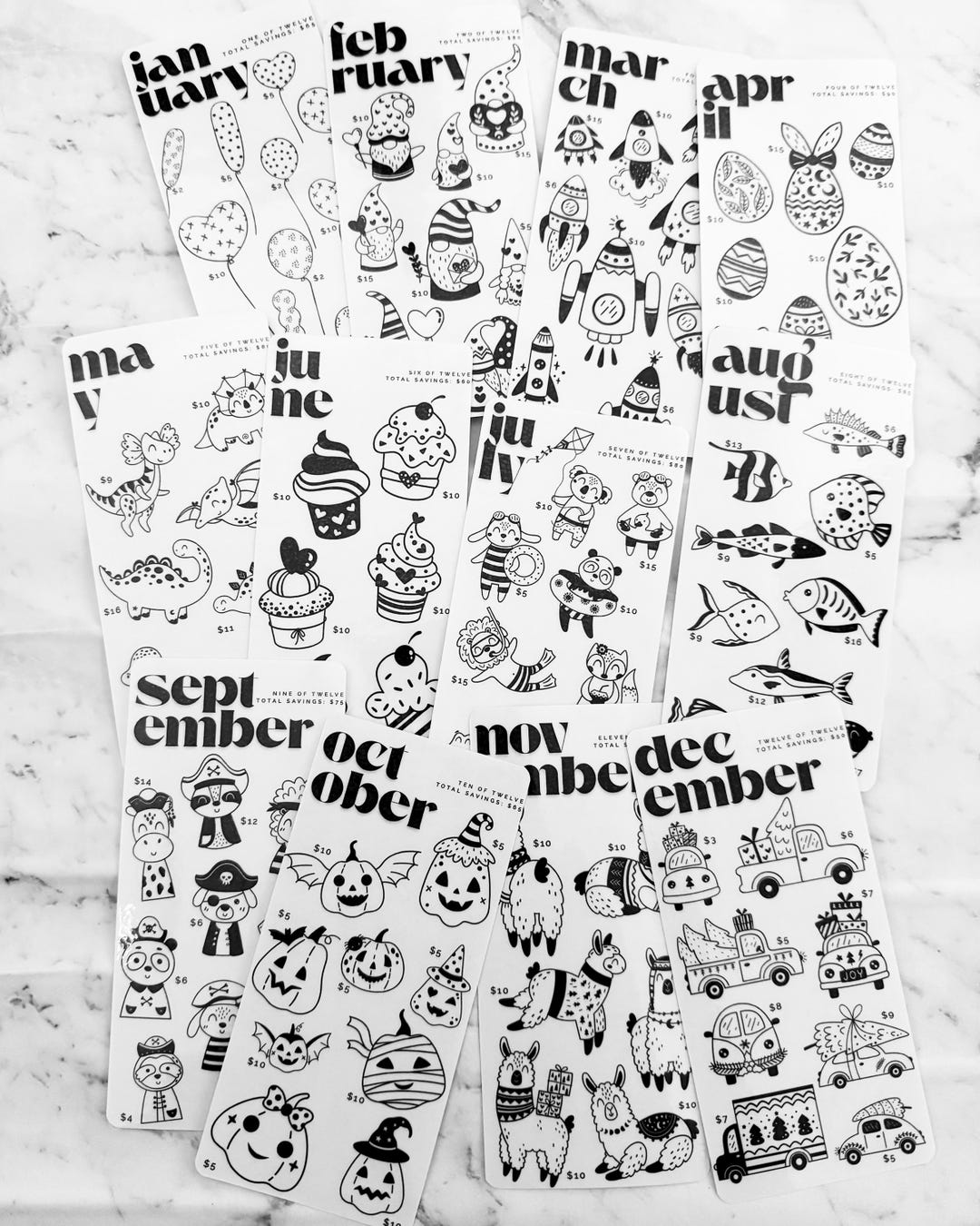 Laminated Savings Challenge Cards: 12-month Budget Planner - Etsy